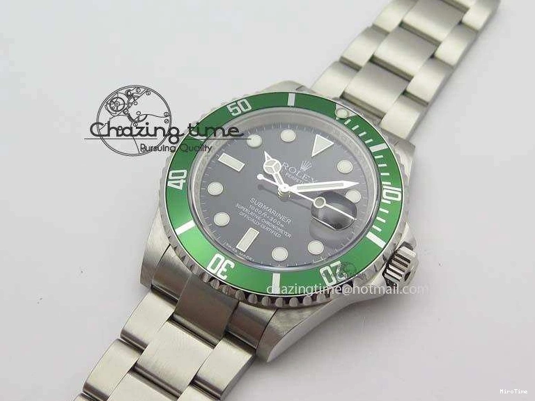 MiroTime 0523 SoftTouch Submariner 16610LV SS Green Metal Bezel JF 1:1 Best Edition Black Dial On SS Bracelet SH 3755